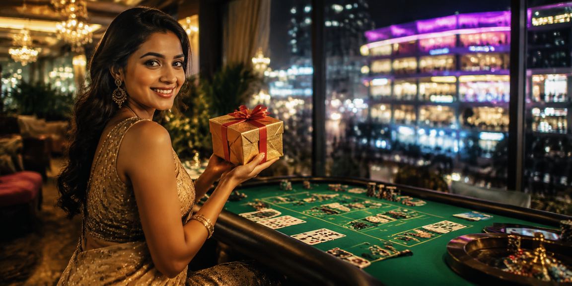 Andar Bahar cards and chips in neon casino setting